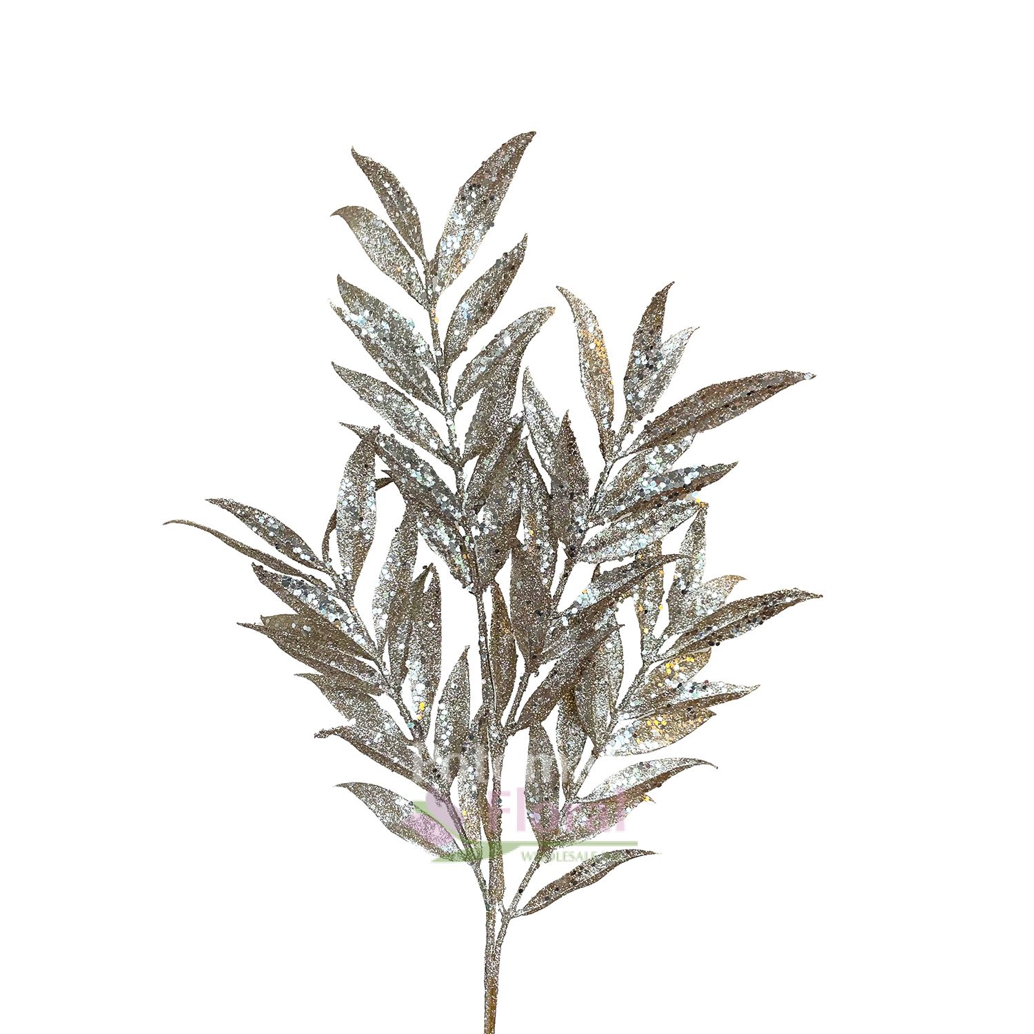 Silk Ruscus Spray 24" Glittered Champagne Potomac Floral Wholesale